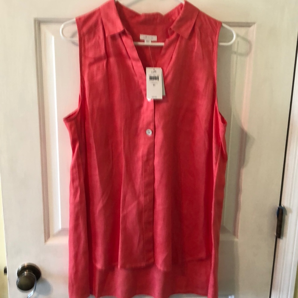 JJill “love linen” coral sleeveless tunic M